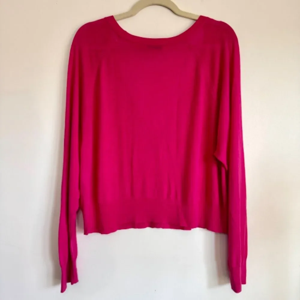 Babaton Aritzia Hot Pink Cotton Blend Cardigan Sweater | Size M